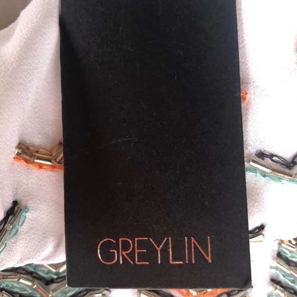 NWT Greylin XS Beaded Racer Back Tank White Lined - Picture 8 of 13